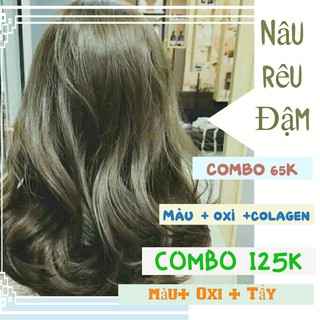 Combo Thuốc Nhuộm Tóc Tại Nhà Giá Rẻ Màu Nâu Rêu Đậm Tặng Kèm Oxi Và Găng Tay