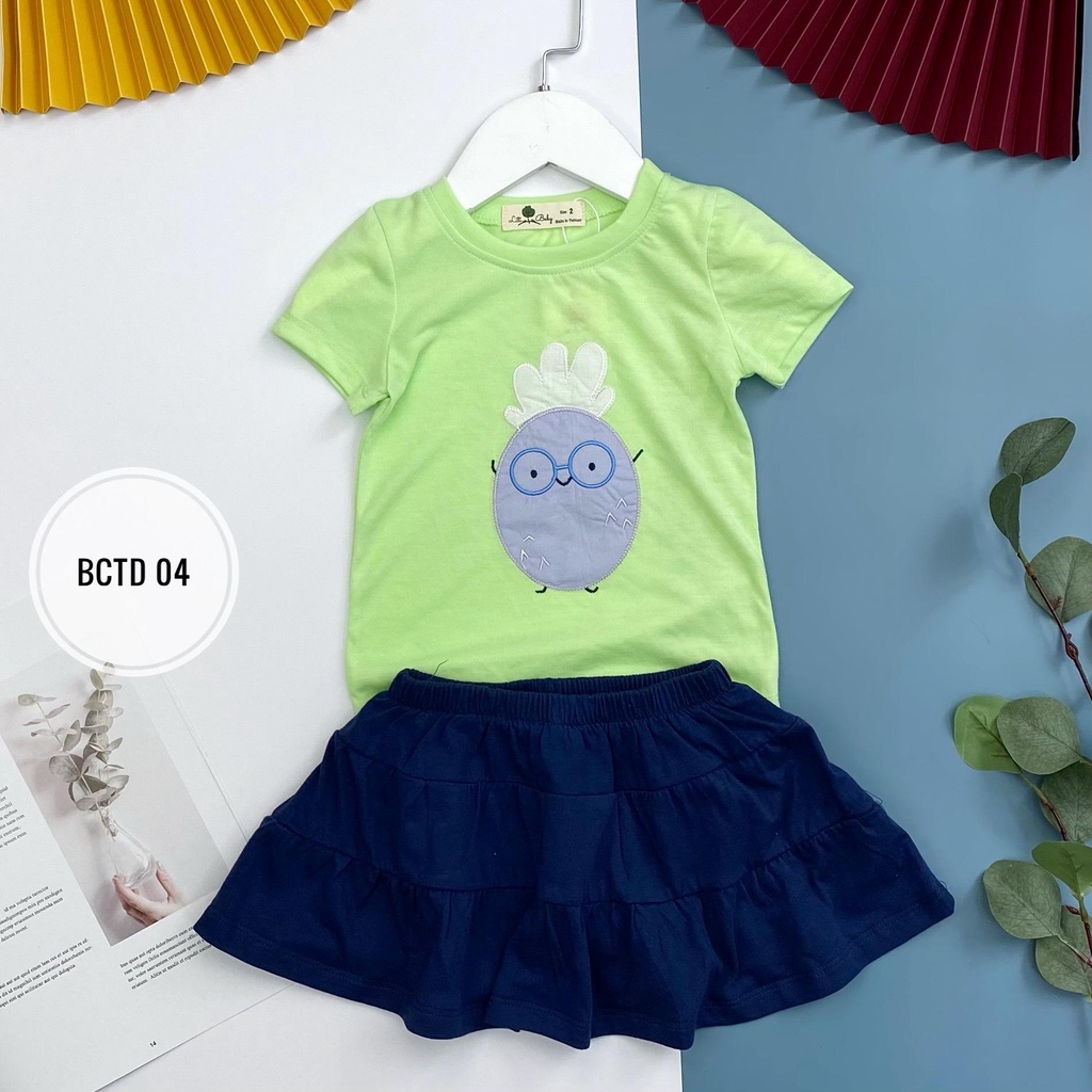 Bộ bé gái chân váy áo thêu đáp LITIBABY size 2/10