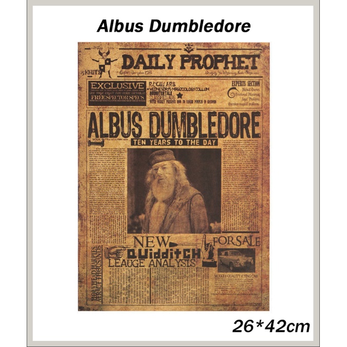 Poster hình Harry Potter Albus Dumbledore dán tường trang trí 42x27cm