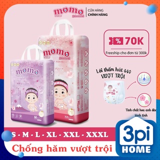 [Tặng mã] Bỉm tã dán/quần MOMO DIAMOND size S64/ M60/L54/XL50/XXL48/XXXL46 hữu cơ cao cấp tinh chất hoa anh đào