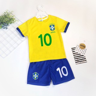 Bộ đồ thể thao trẻ em màu vàng Brazil VK01 cho bé từ 7 đến 45kg Viki Fashions
