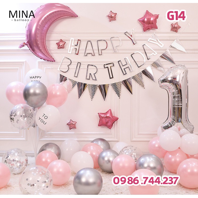 Set Bóng Bay Trang Trí Sinh Nhật Kết Hợp Happy Birthday Rỗng Y Hình