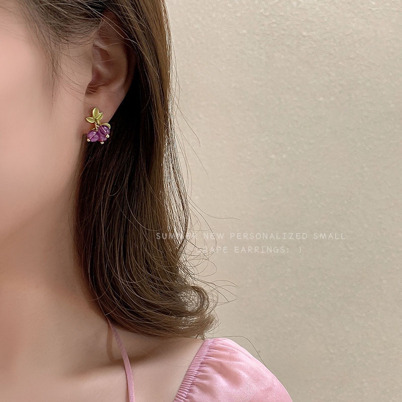 Khuyên Tai Đính Đá Tím Thời Trang Hàn Quốc Đơn Giản