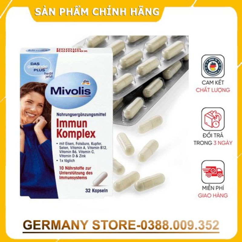 Viên uống hỗ trợ tăng miễn dịch Mivolis Immun Komplex, 32 viên