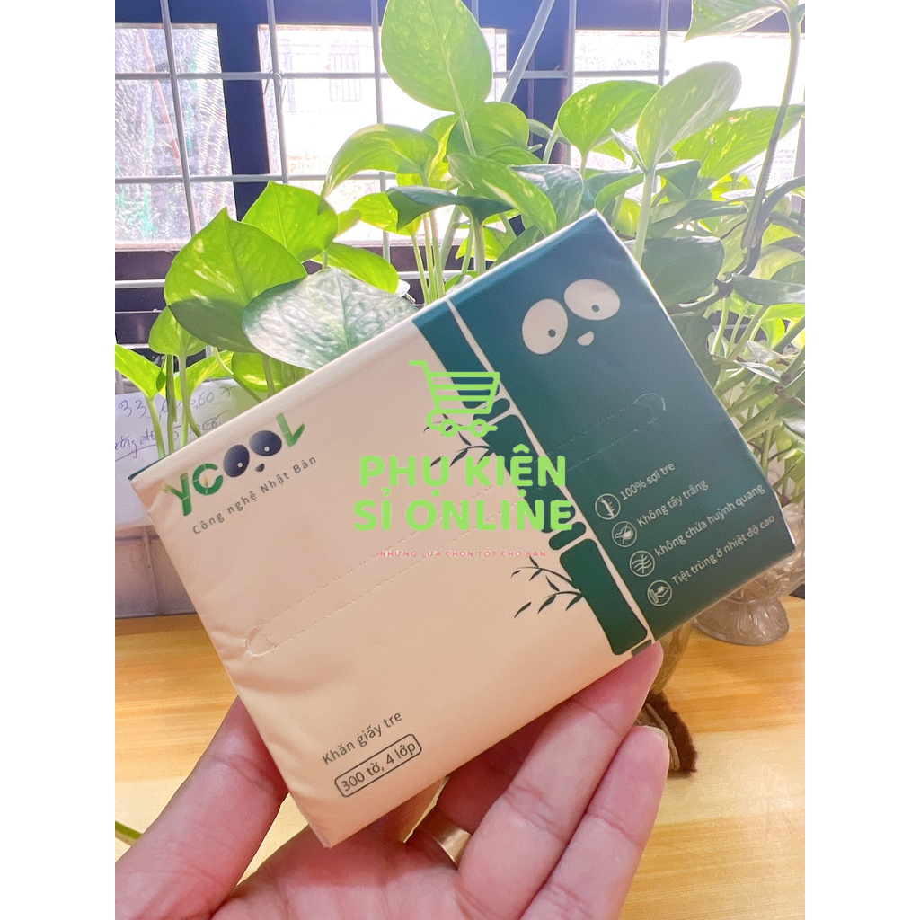 Combo 6/15/30 gói khăn ăn Gấu Trúc YCOOL, khăn giấy rút 4 lớp siêu dai, mềm mịn không hóa chất Store4girls