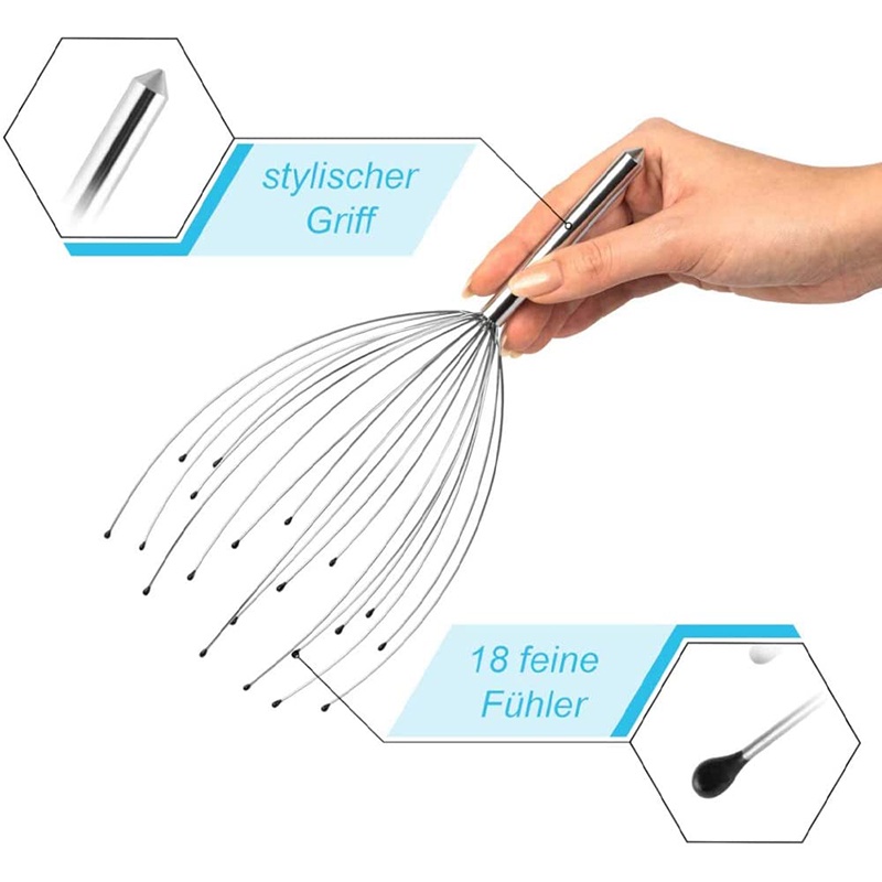[Hàng mới về] Dụng cụ mát xa da đầu cầm tay bằng thép không gỉ hình bạch tuộc giúp thư giãn khi tắm