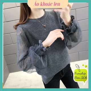Áo len nữ 💖 FreeShip đơn 50k 💖 Áo len tay dài lưới phồng tay hot 2020