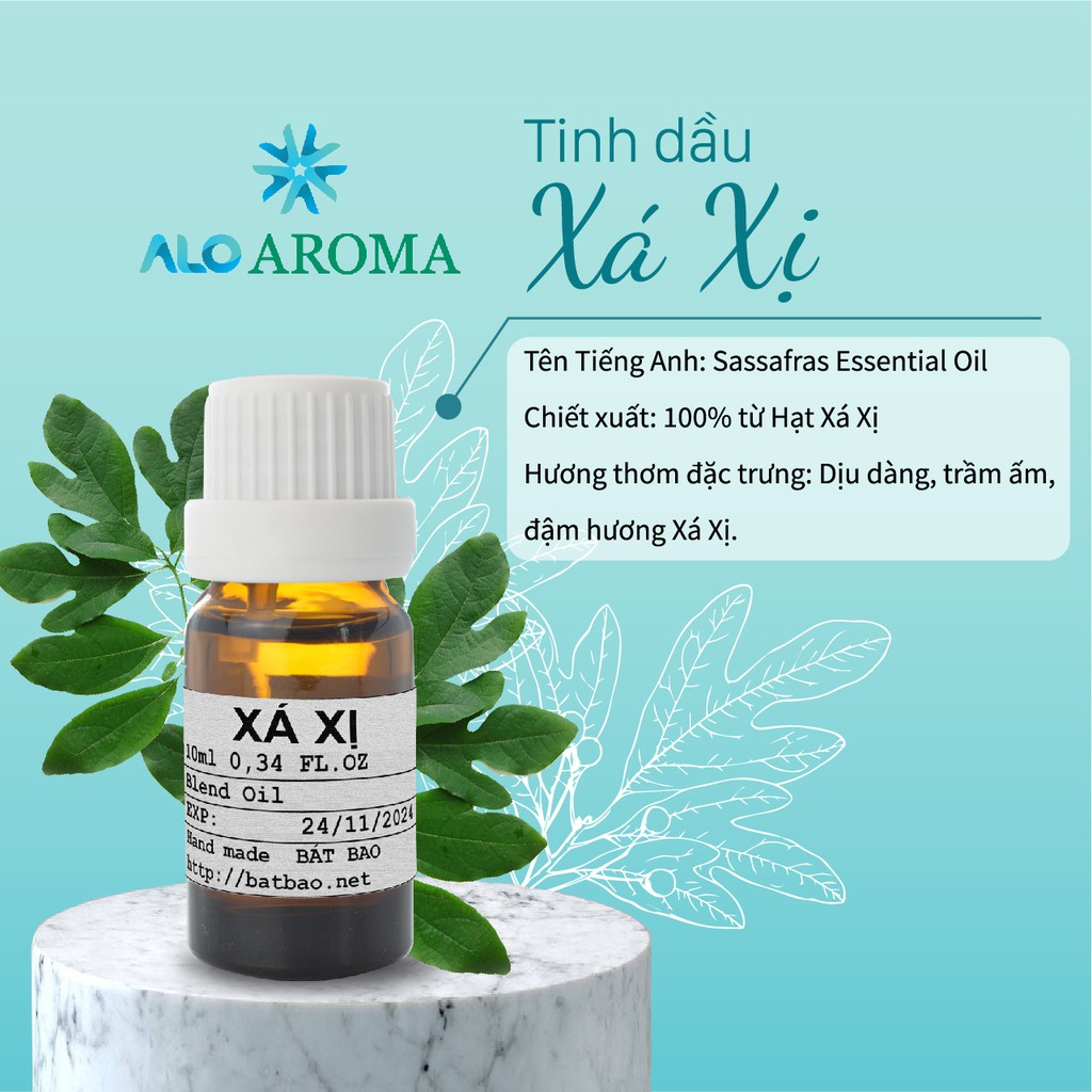 Tinh Dầu Xá Xị Thiên Nhiên chống lão hoá, giảm stress, khử mùi Sassafras Essential Oil AloAroma