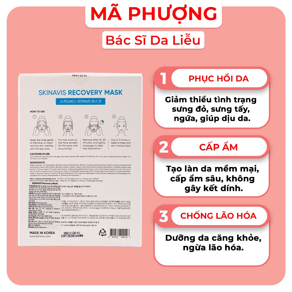 Mặt nạ cấp ẩm phục hồi skinavis Xanh - Dược Mỹ Phẩm Bác Sĩ Mã Phượng