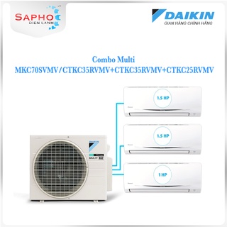 Hệ Thống Điều Hòa Multi S Daikin MKC70SVMV/1.5HP+1.5HP+1.0HP   Treo Tường Inverter Gas R32 - Điện Máy Sapho