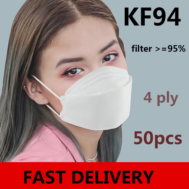 50 chiếc Mặt nạ Kf94 4ply Mặt nạ Hàn Quốc Mặt nạ 3D Trắng Đen Màu