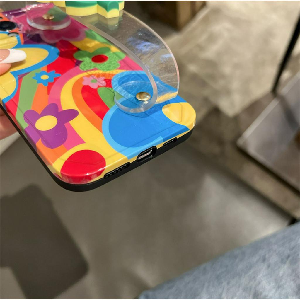 Ốp Lưng iphone In Hình Hoa Kèm Dây Trong Và Dây Đeo Chéo Dễ Thương Cho Iphone XS Max 11 12 13 14 15 Pro Max Plus