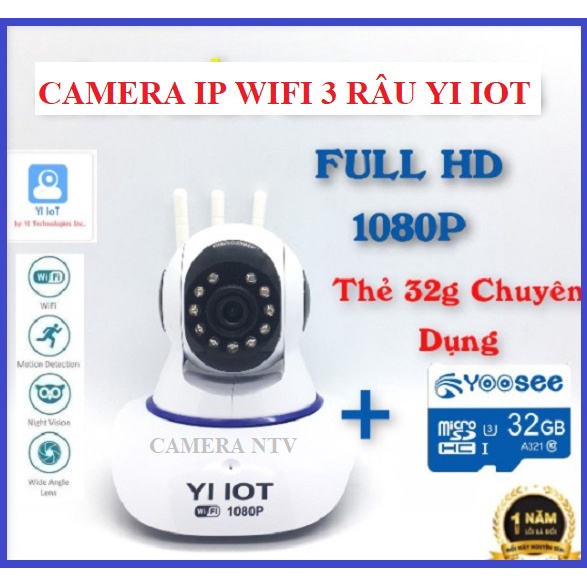 CAMERA WIFI 3 RÂU YI IOT CHẤT LƯỢNG HÌNH ẢNH SẮC NÉT - GÓC QUAY RỘNG