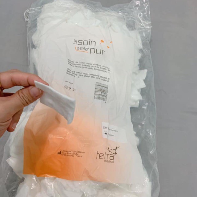 Bông tẩy trang Pháp Tetra Medical Carrés de Coton 600 miếng