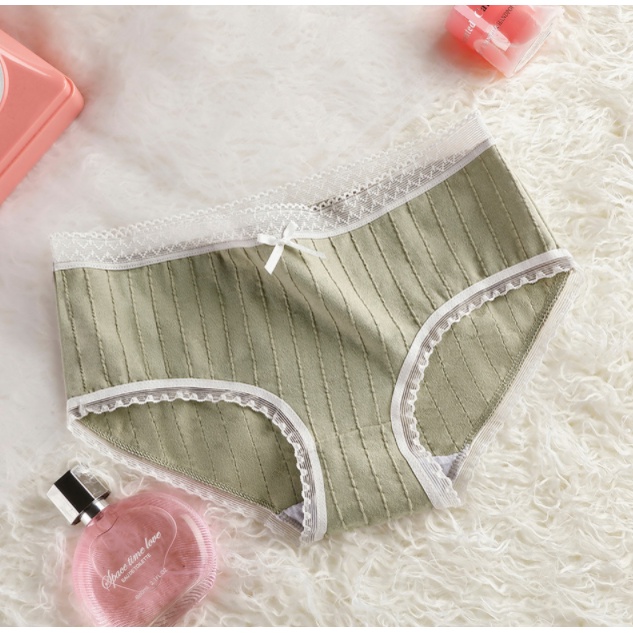 Quần lót nữ Cotton gân tăm đính nơ viền ren dễ thương có chọn size chọn màu QL13 | BigBuy360 - bigbuy360.vn