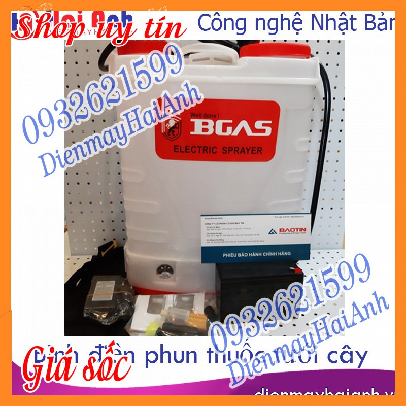 Bình điện phun thuốc trừ sâu Bgas 20 lít - Máy bơm xịt thuốc tưới cây mini chạy bằng điện