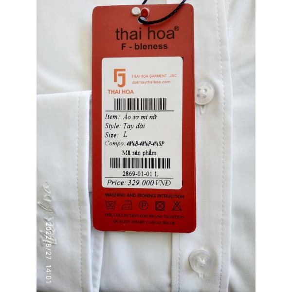 Áo Thái Hòa 2969 8919 vải sợi tre màu trắng trơn co giãn