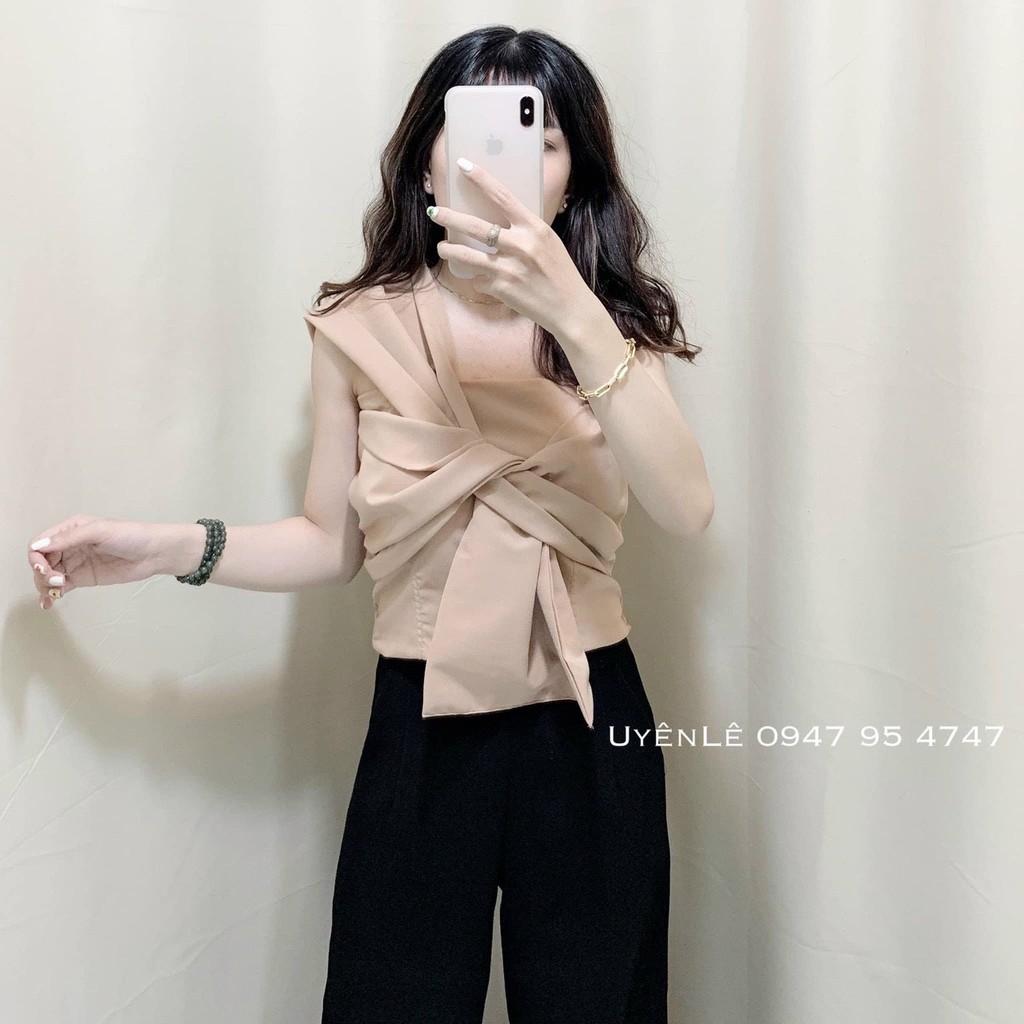 Áo kiểu đắp nơ xinh xắn