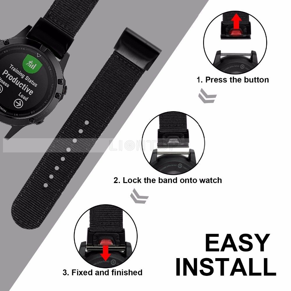 Quick Release Nylon Loop Watch Band Strap for Garmin Fenix 5 5X 5S Plus Instinct