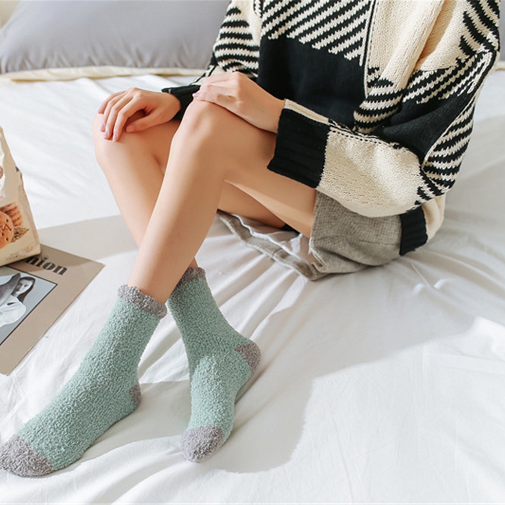 JUNE Christmas gift Fluffy Winter Warm Sleep Bed Sock Plush Coral velvet socks