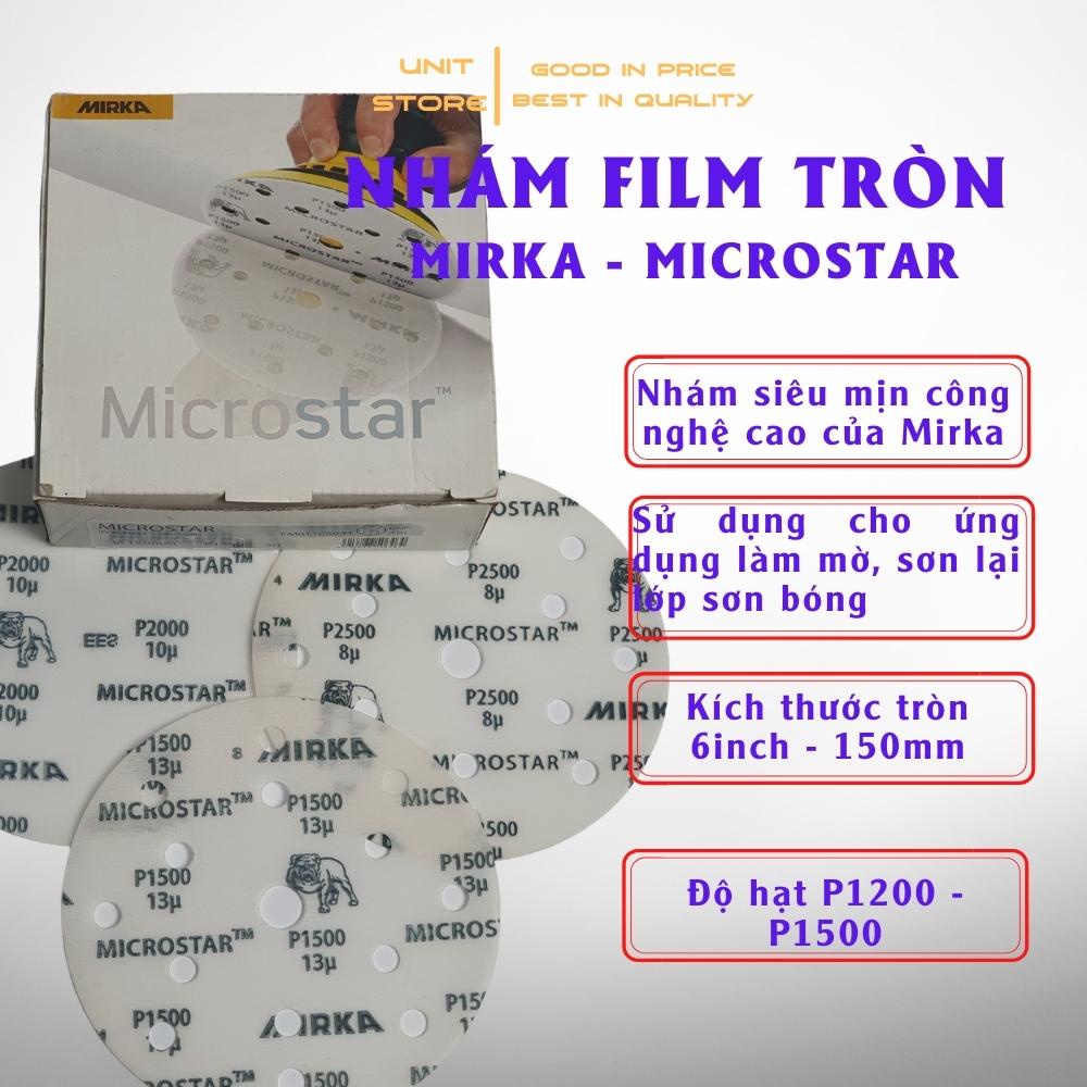 Nhám film 150 mm Mirka Microstar 6 inch đế lông nhám siêu mịn chuyên dùng làm mờ chà lớp sơn 1500 2000 2500