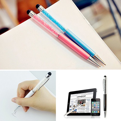 Bút cảm ứng siêu mềm thiết kế vỏ đính kim cương giả 2 trong 1 thích hợp cho máy tính bảng iPhone