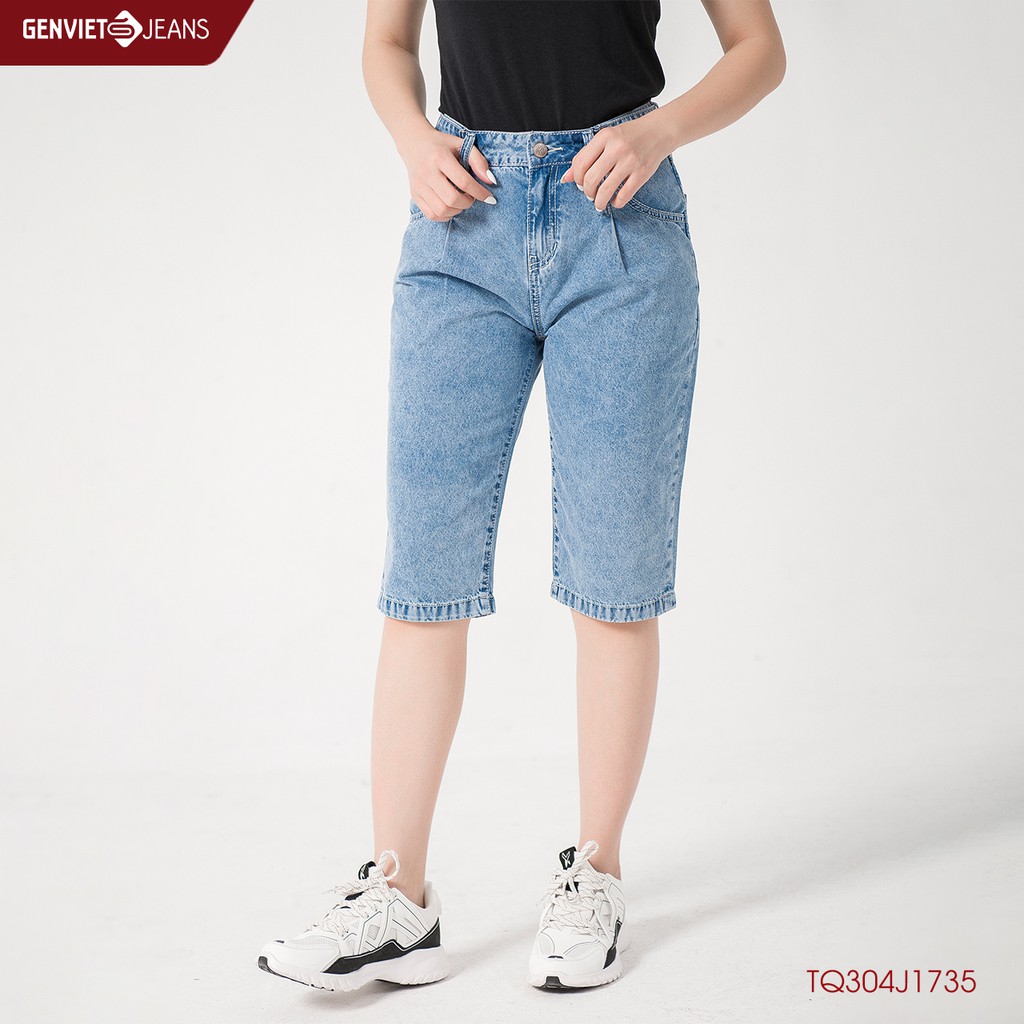 Quần Ngố Jeans Nữ Col Thụng TQ304J1735 GENVIET
