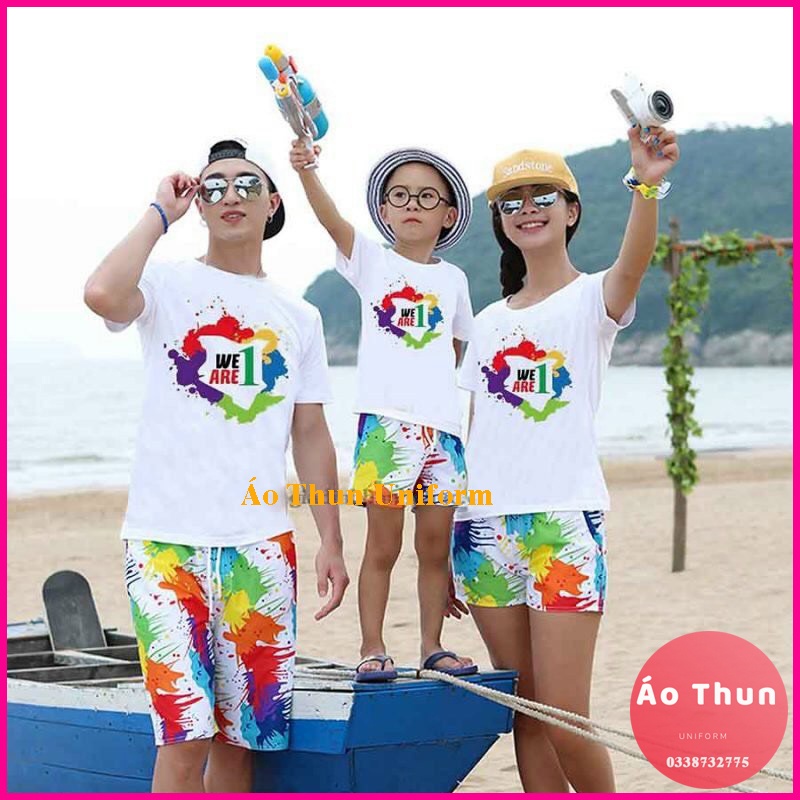 Bộ đi biển gia đình, cặp đôi, hội nhóm mẫu WE ARE ONE nam nữ đủ size áo và quần nổi bật