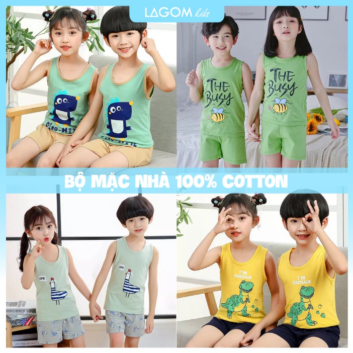 [SALE SỐC]  Bộ Đồ Bé Trai Bé Gái Mặc Nhà Cotton  Bộ Ba Lỗ Hàng Xuất Hàn Mềm Mịn