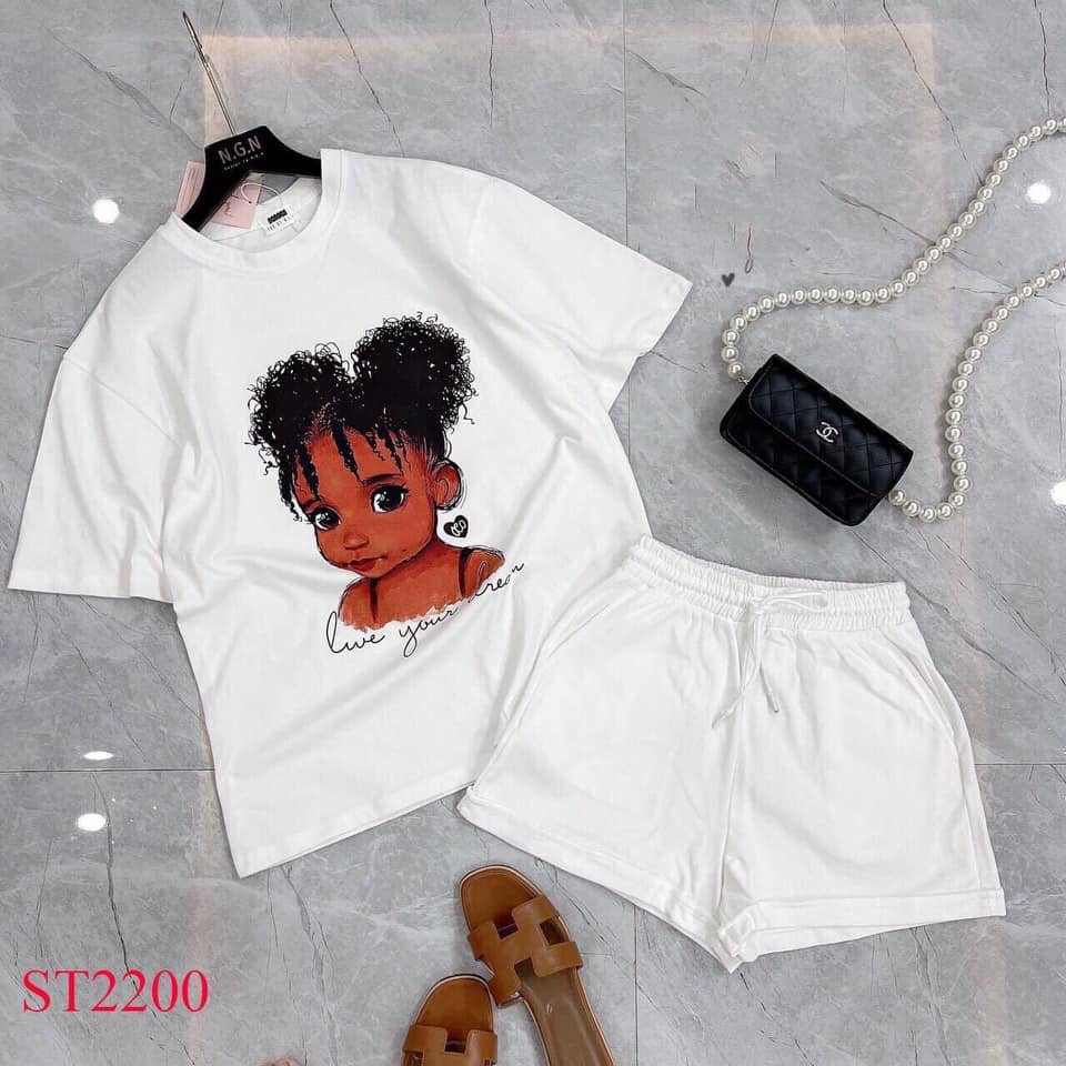Đồ bộ nữ  Cotton Quần Đùi Cô Gái Da Đen 4 Màu Cho Nữ