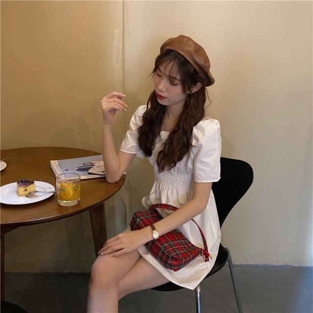 Đầm Ngắn Tay Cổ Thuyền Màu Trắng Phong Cách Retro Cho Nữ đầm nữ JL-LYQ-15