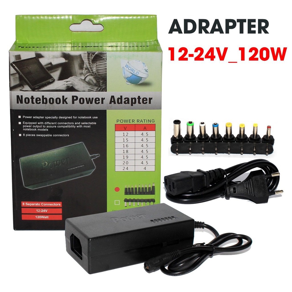 Adapter đa năng 120W từ 12-24V tích hợp nhiều đầu sạc