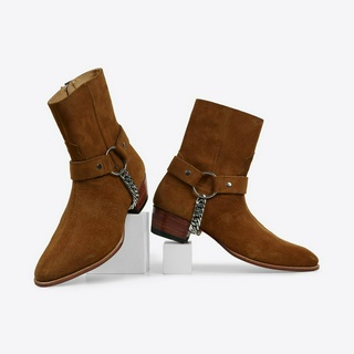 Giày Boots Nam TARMOR Màu Nâu Da Lộn Kèm Phụ Kiện Harness Chain Boots In Tobacco Suede