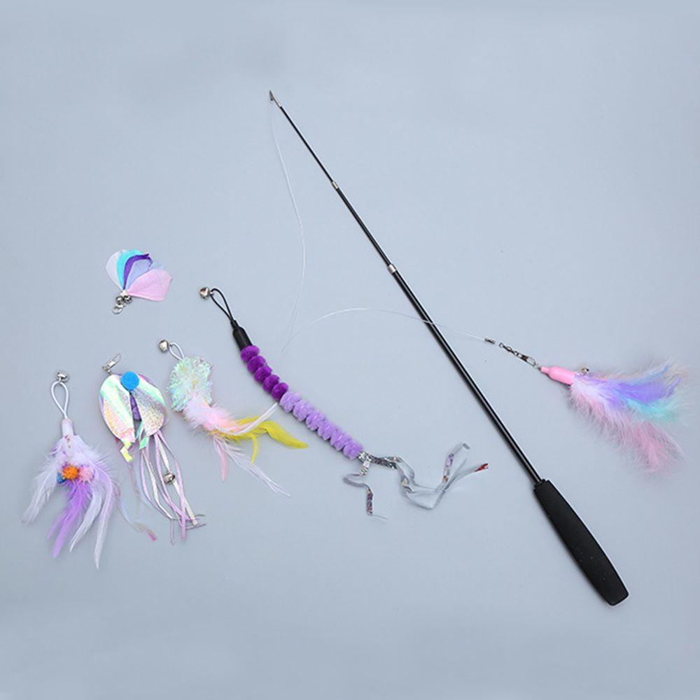 ZAIJIE24 Set 7 Gậy Đồ Chơi Họa Tiết Hoạt Hình Có Thể Điều Chỉnh Cho Mèo Cưng