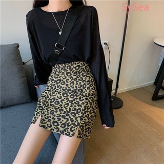 Váy chữ A xẻ 2 bên da beo cạp cao