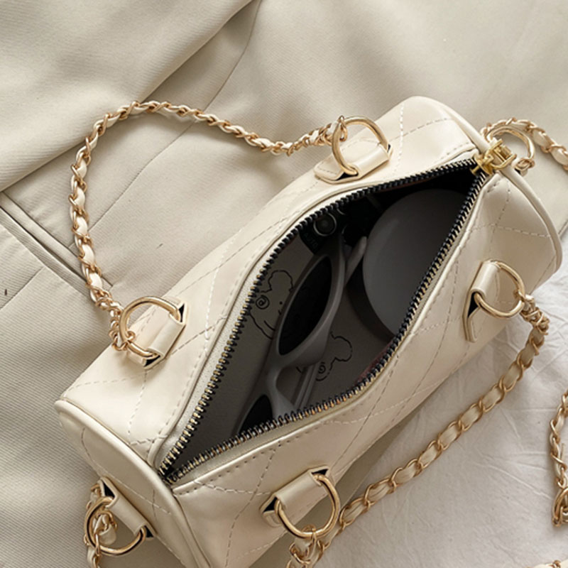 Túi đeo chéo màu trơn thiết kế kết cấu hình thoi thời trang thanh lịch cho nữ