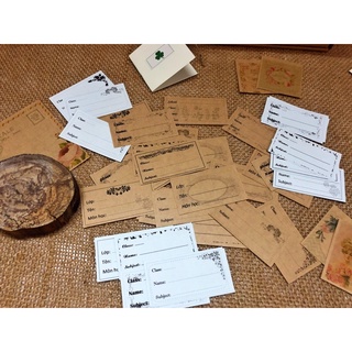 [Vintage] 24 nhãn vở, name tag hoạ tiết cổ điển Vintage dán tập vở, sổ tay