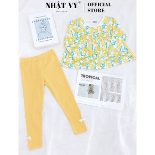 Set Bé Gái NHẬT VY Kiểu Dáng Trái Chanh Tay Loe Chất Thun Cao Cấp Mặc Giữ Ấm Form Babydoll Màu Vàng - M51