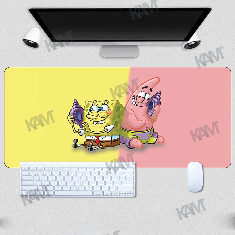 Tấm Lót Chuột Và Bàn Phím Cỡ Lớn 800mmx300mm Hình SpongeBob Chống Thấm Nước