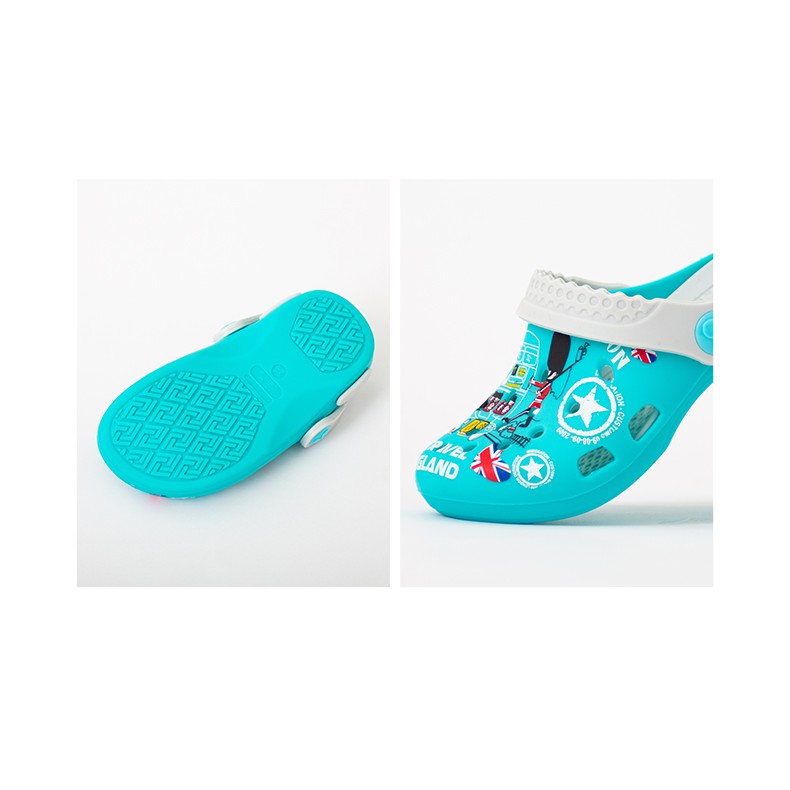 Dép crocs hình binh sĩ Anh Aiueo Nhật,giày tập đi,giày sandal,giày nhựa được làm bằng 18 cái núm ty silicone cao cấp.