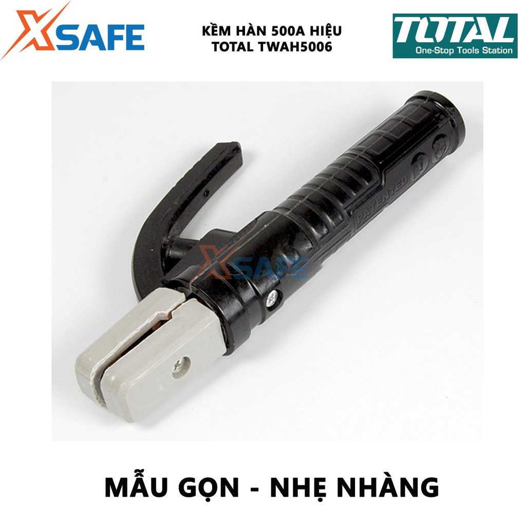 Kìm hàn que TOTAL TWAH5006 Kềm hàn điện Dòng điện định mức 500A, phù hợp sử dụng cho máy hàn MMA của Total