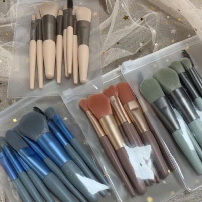 Bộ Cọ Trang Điểm 8 Cây Vintage Siêu Cute Trong Túi Zip