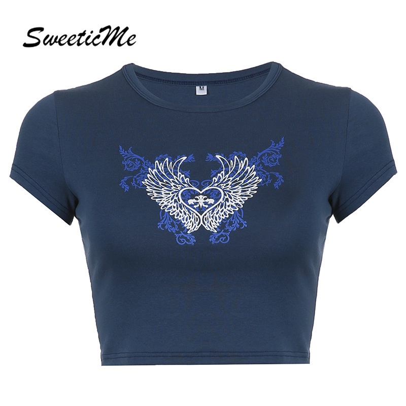 Áo Croptop Cổ Tròn Phong Cách Đường Phố SweeticMe Thời Trang Nữ