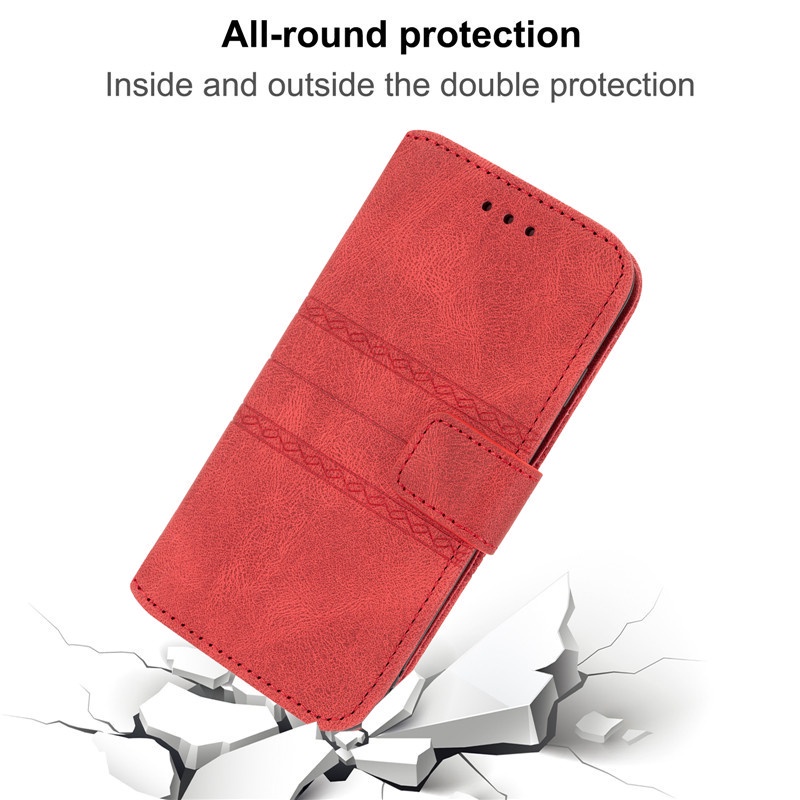Bao da điện thoại kiểu ví lật có ngăn đựng thẻ màu đỏ thời trang cho iPhone 11 Pro XS Max XR X SE 2020 8 7 6 6s Plus