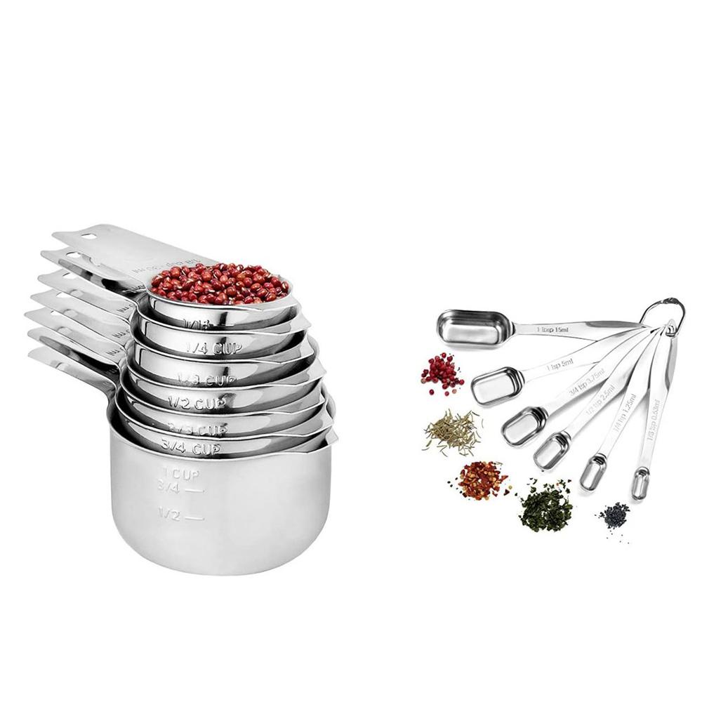 Set 13 Muỗng Đo Lường Gia Vị Bằng Thép Không Gỉ Chất Lượng Cao