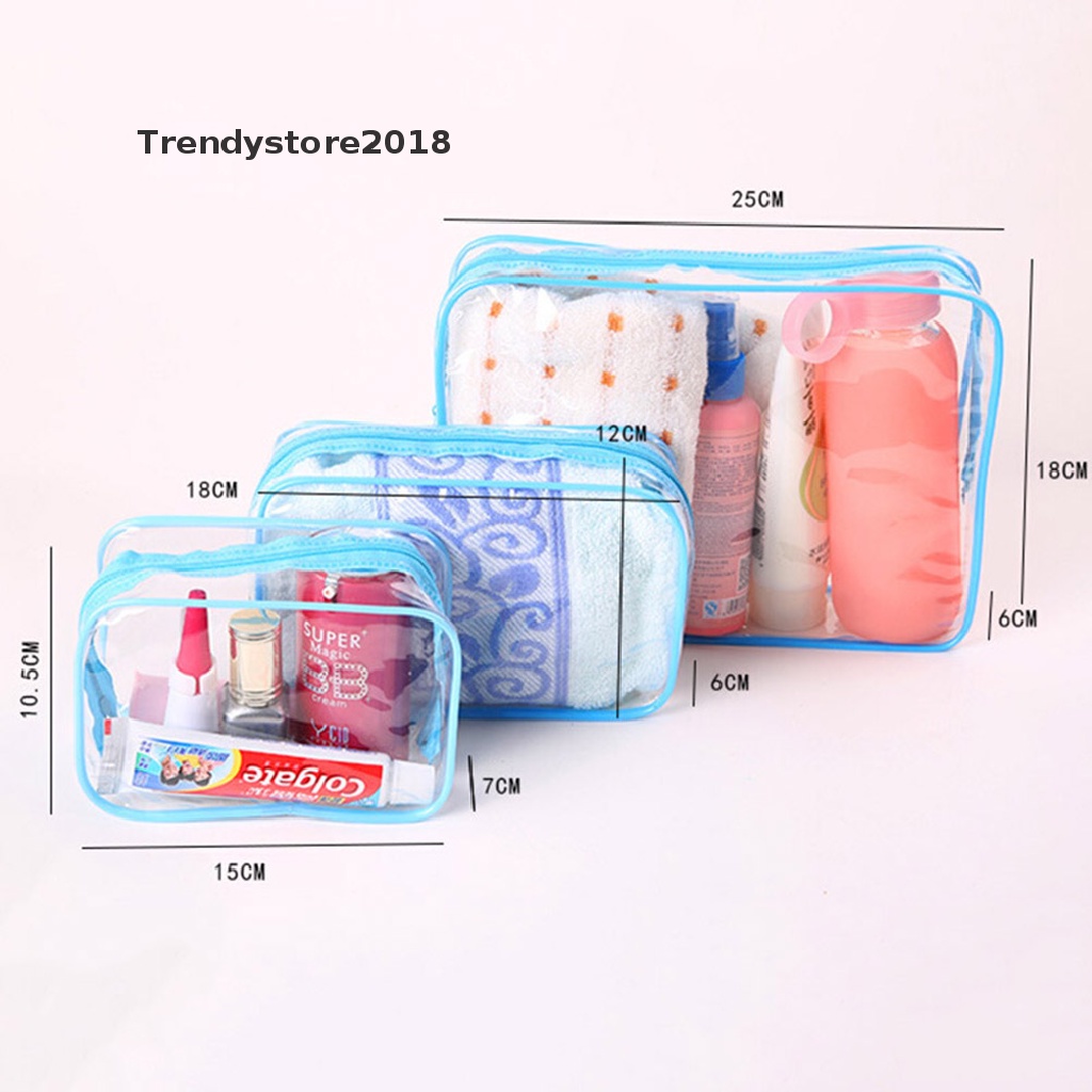 [Hàng mới về] Túi đựng mỹ phẩm chất liệu nhựa PVC trong suốt có khóa kéo thời trang 2018