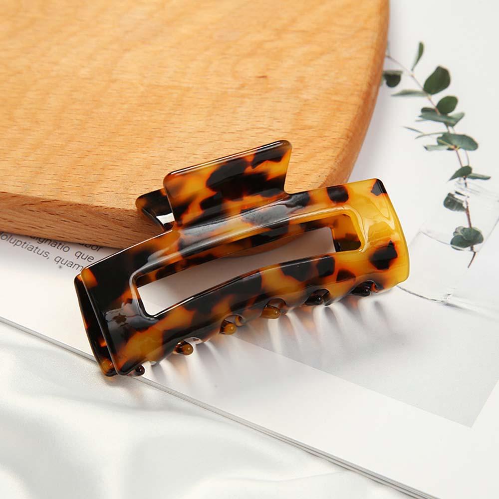 LILYES Kẹp Tóc Càng Cua Họa Tiết Da Báo Bằng Acrylic Phong Cách Retro Hàn Quốc
