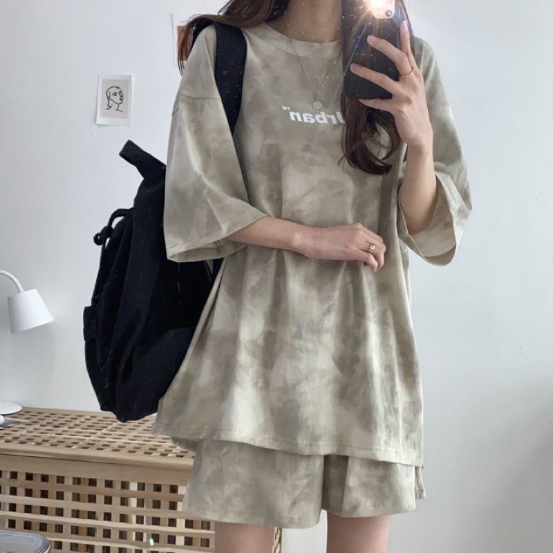 Set bộ quần áo cộc Unisex nam nữ mùa hè Urban quảng châu chất nỉ mỏng phù hợp đi chơi, đi học 2022