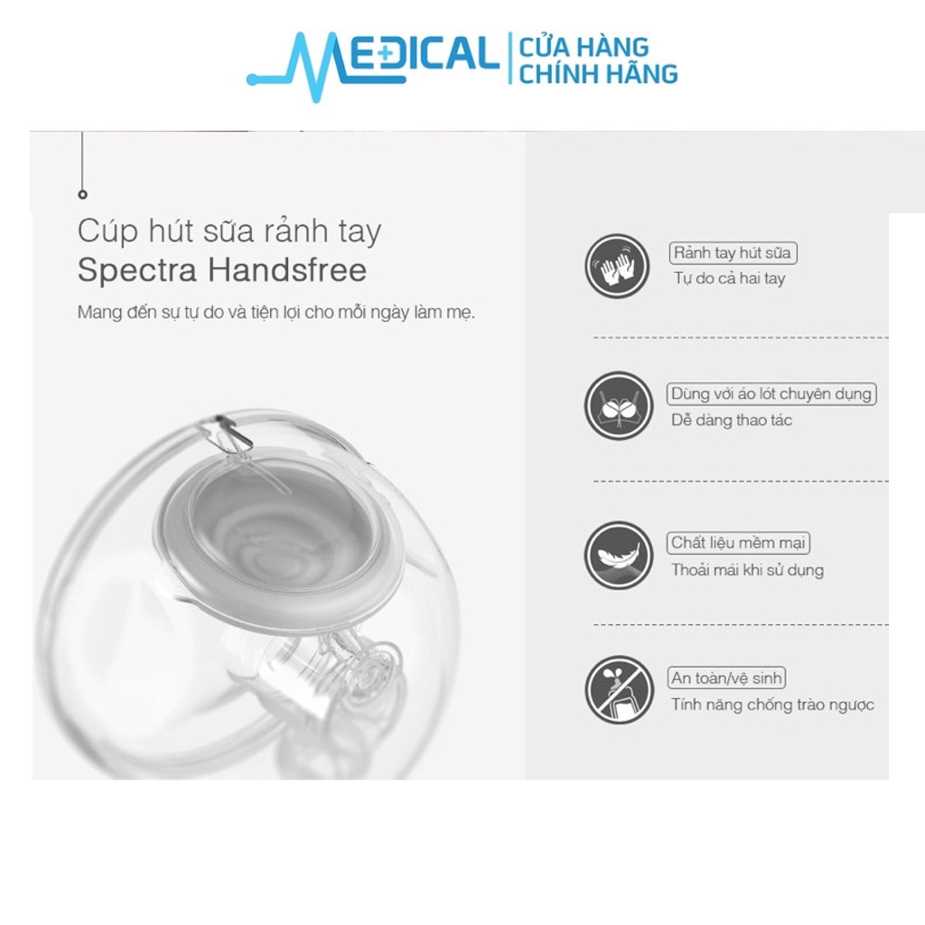 Bộ cup hút sữa rảnh tay SPECTRA Handsfree dùng cho máy hút sữa (SIZE 24/28MM) - MEDICAL