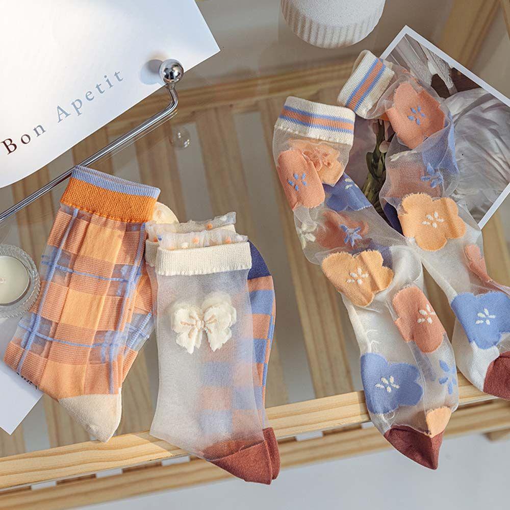 AROMA Vớ Lụa Siêu Mỏng Thoáng Khí Đính Nơ / Hoa Phong Cách Hàn Quốc Thời Trang Xuân Hè Cho Nữ